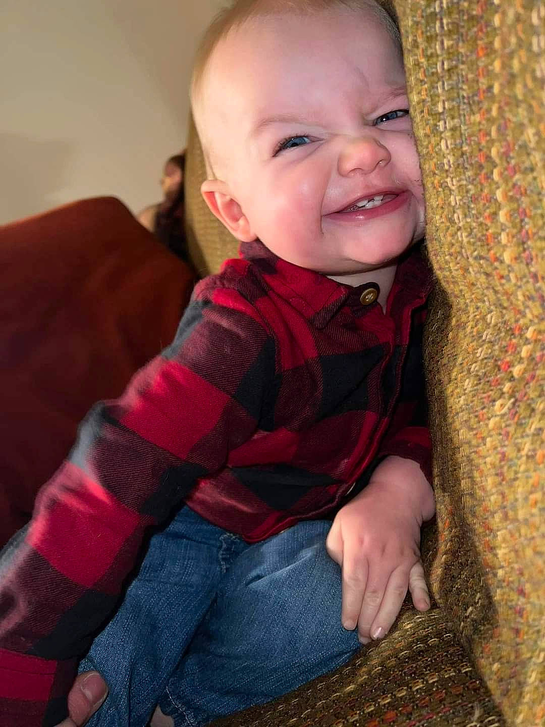 Koemason joined the competition — help win amazing prizes! baby, baby_toddler_clothing, cheek, child, comfort, finger, flooring, happy, head, iris, joy, lip, nose, pattern, person, sitting, skin, sleeve, smile, toddler