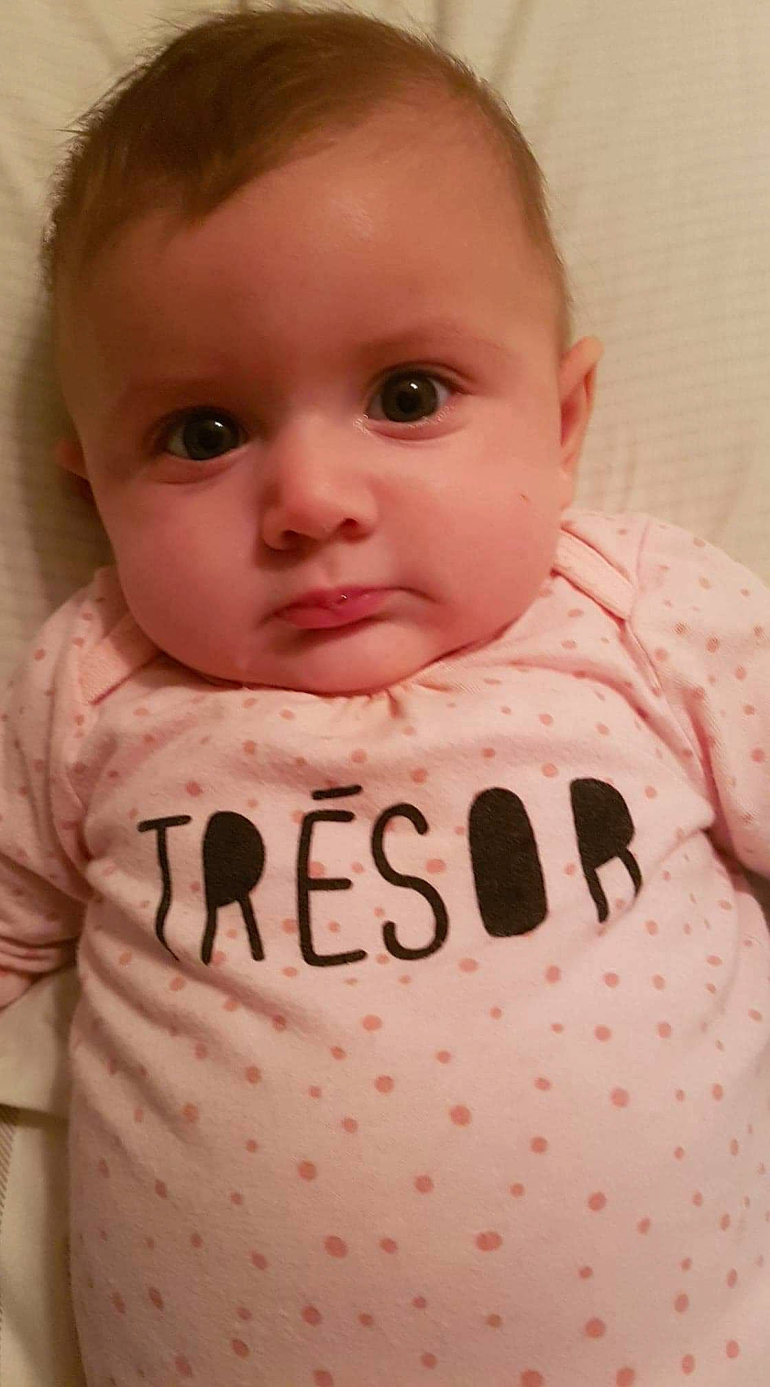 Letty joined the competition — help win amazing prizes! baby, baby_making_funny_faces, baby_toddler_clothing, cheek, child, chin, eye, face, facial_expression, forehead, head, lip, mouth, nose, person, pink, skin, smile, t_shirt, toddler