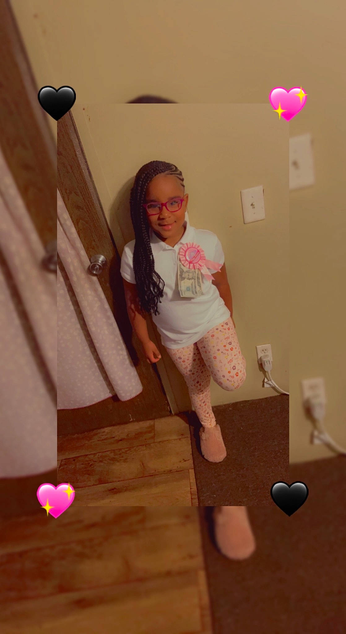 Nyrihanna joined the competition — help win amazing prizes! beauty, ceiling, child, floor, flooring, fun, happy, hardwood, interior_design, joy, knee, lighting, magenta, party_supply, person, pink, room, shorts, standing, thigh