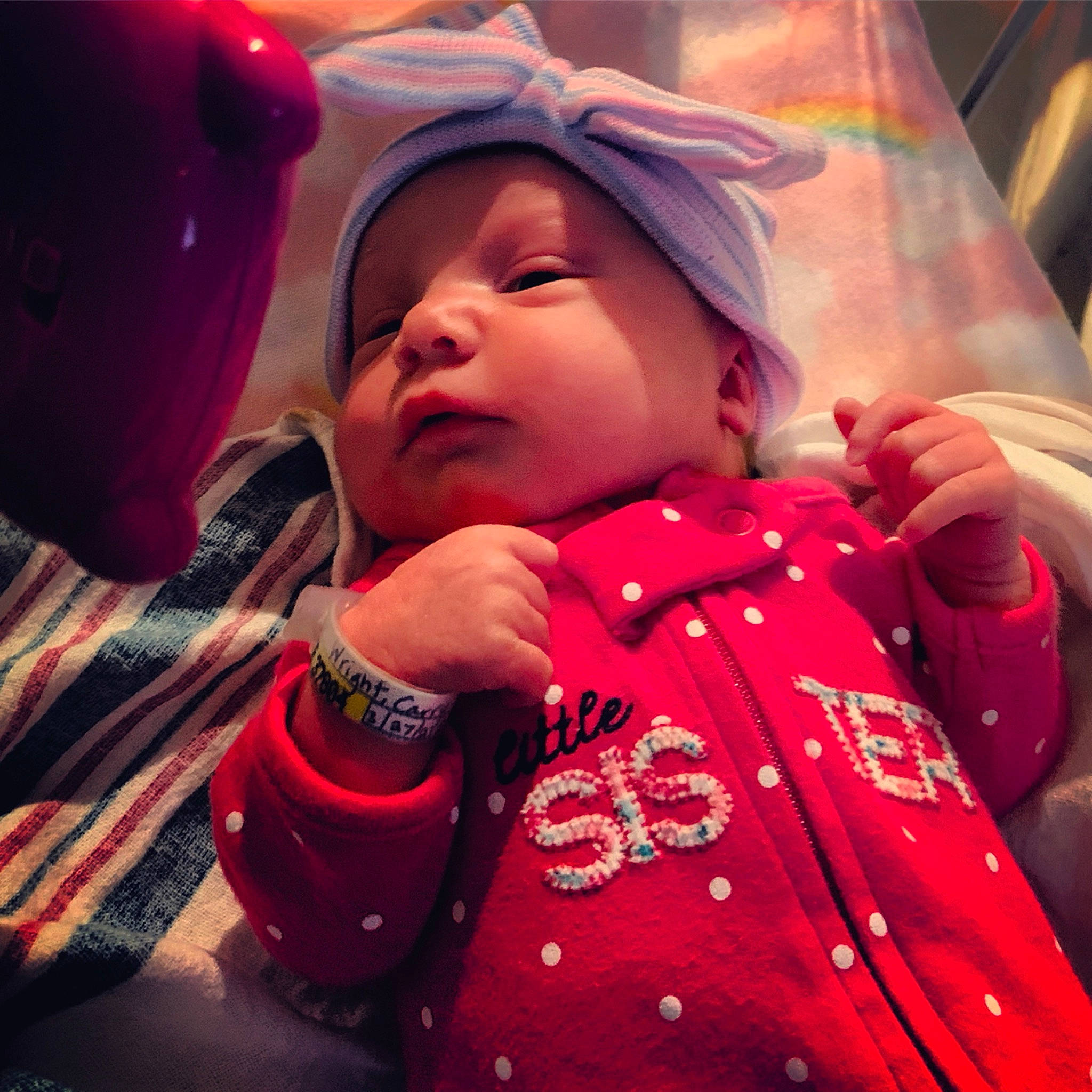 Ivy is registered to the contest to win money with this photo: baby, cap, cloud, cool, event, eye, fashion, fun, happy, lip, magenta, mouth, outerwear, people, person, pink, selfie, sleeve, textile, toddler