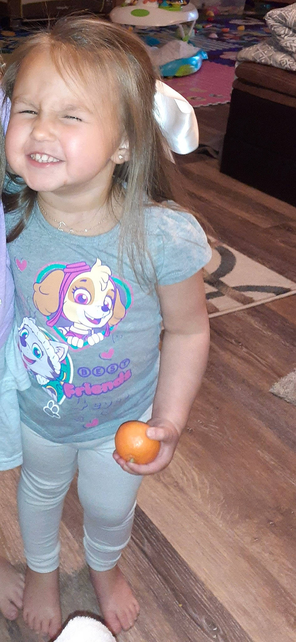 Kelsie joined the competition — help win amazing prizes! baby_toddler_clothing, balloon, finger, flooring, fun, hair, hairstyle, happy, hardwood, jeans, joy, party_supply, person, pink, sleeve, smile, t_shirt, thigh, toddler, trunk