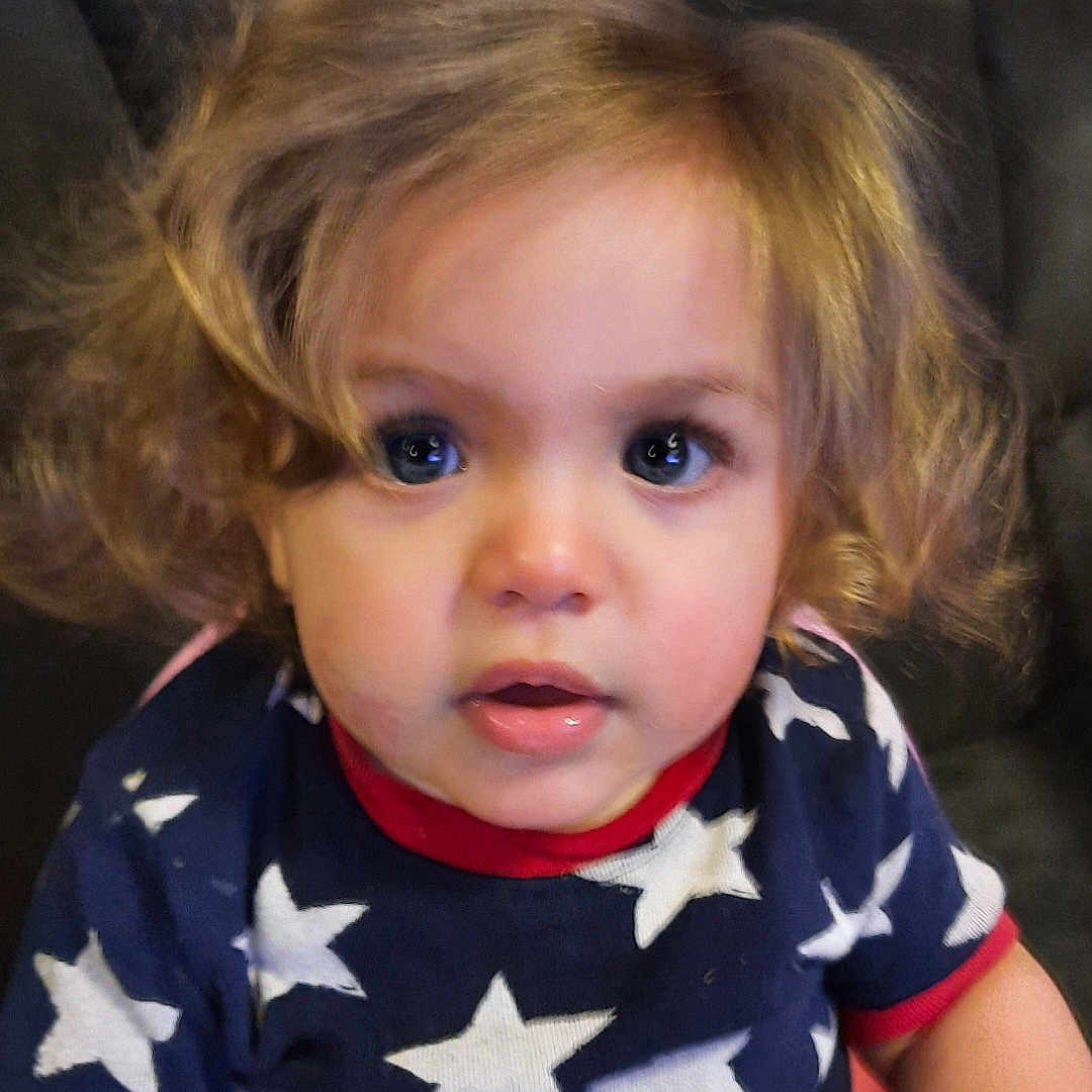 Airi joined the competition — help win amazing prizes! accessories, baby, blonde, clothing, couch, cushion, dress, face, frown, furniture, hair, head, homedecor, jewelry, necklace, person, photography, portrait, sad, t_shirt
