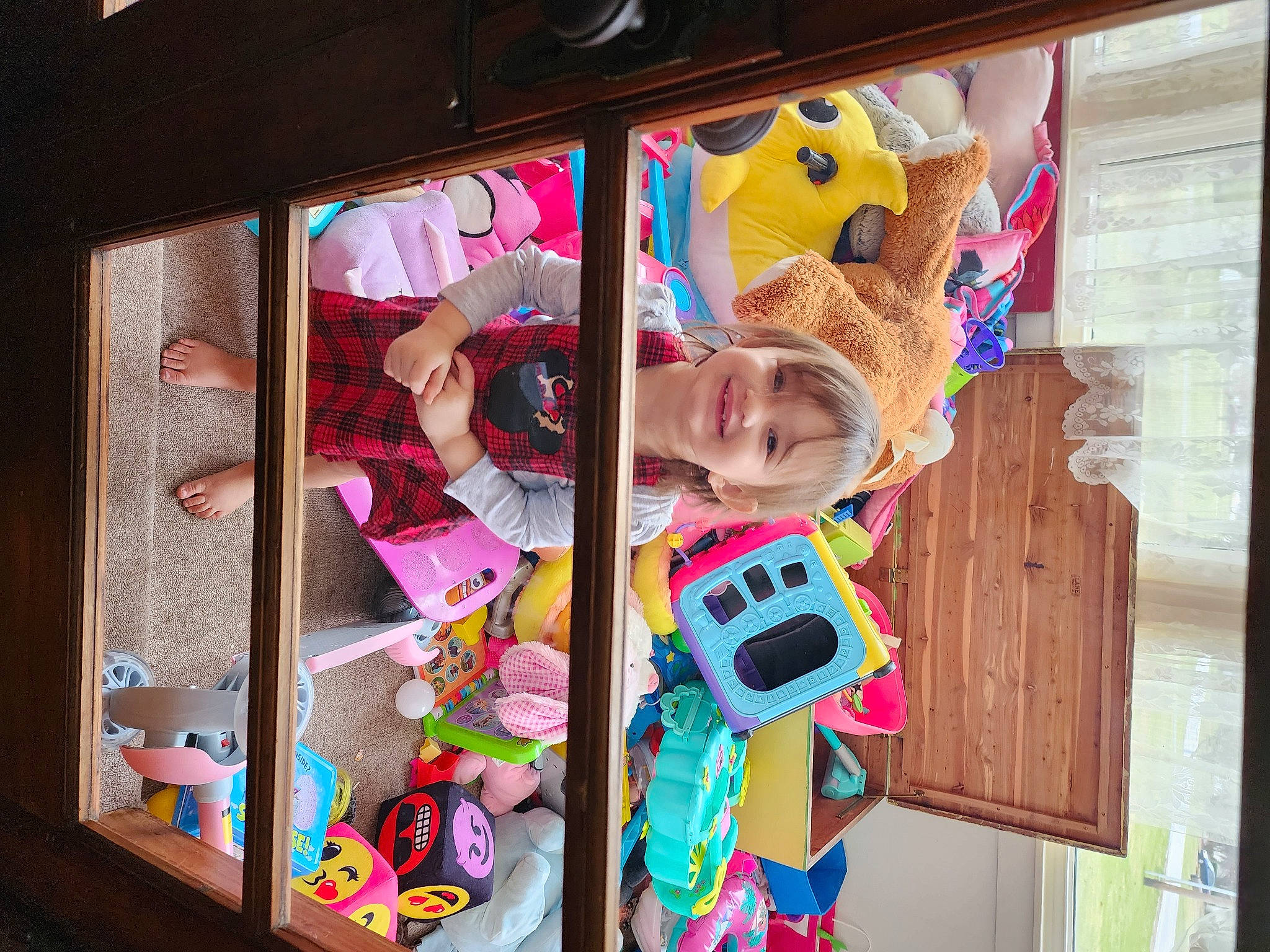 Maryjane joined the competition — help win amazing prizes! art, child, collection, door, eyewear, fun, glass, house, joy, magenta, musical_instrument, person, pink, plant, room, smile, stuffed_toy, textile, toy, tree