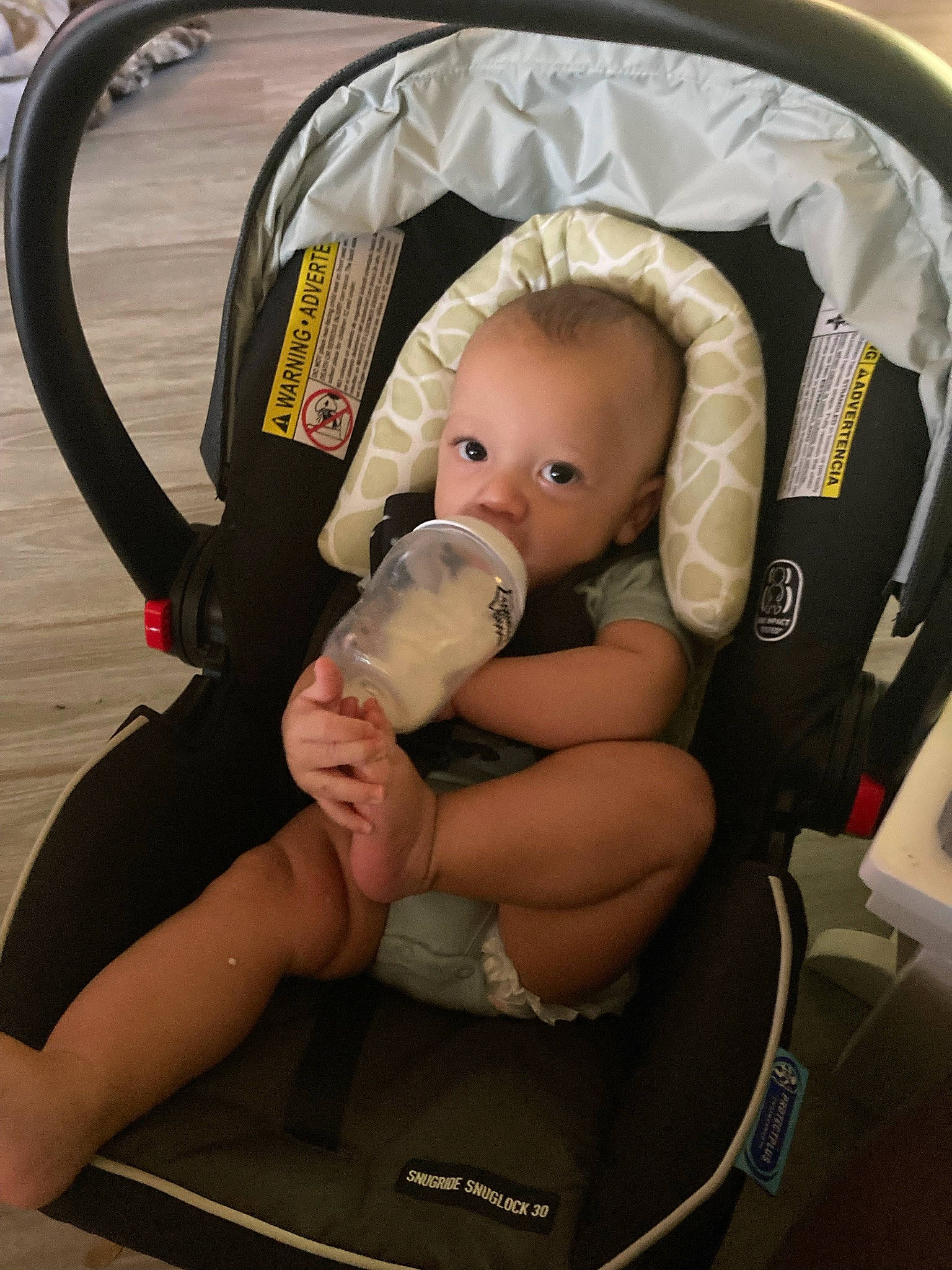 Jewel is registered to the contest to win money with this photo: auto_part, baby, baby_carriage, baby_in_car_seat, baby_products, baby_safety, baby_toddler_clothing, car_seat, cheek, child, comfort, eye, fun, health_care, infant_bed, person, personal_protective_equipment, service, sitting, toddler