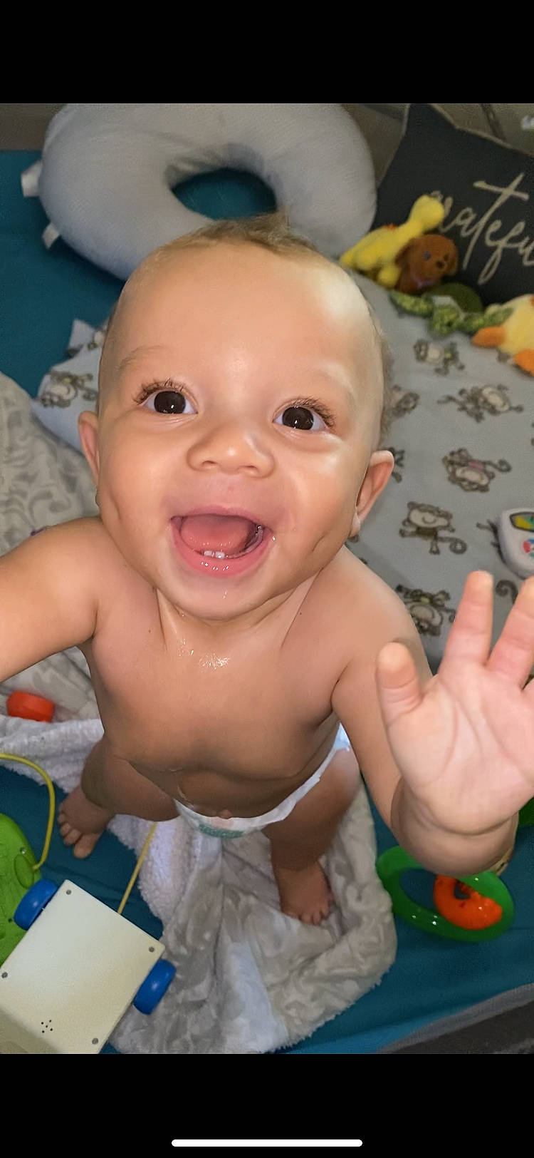 Jewel joined the competition — help win amazing prizes! arm, baby, cheek, child, finger, fun, gesture, hand, happy, head, iris, mouth, nose, person, pink, product, skin, smile, textile, thumb