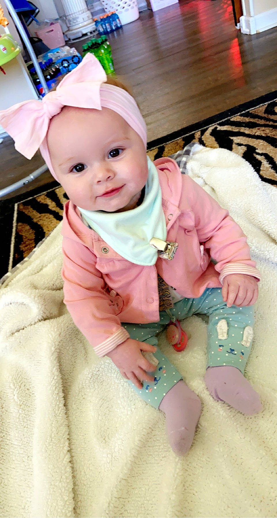 Macie joined the competition — help win amazing prizes! baby, baby_products, baby_safety, baby_toddler_clothing, cap, cheek, child, collar, costume_hat, fashion_accessory, fun, happy, headgear, headwear, person, pink, sitting, sleeve, smile, sun_hat