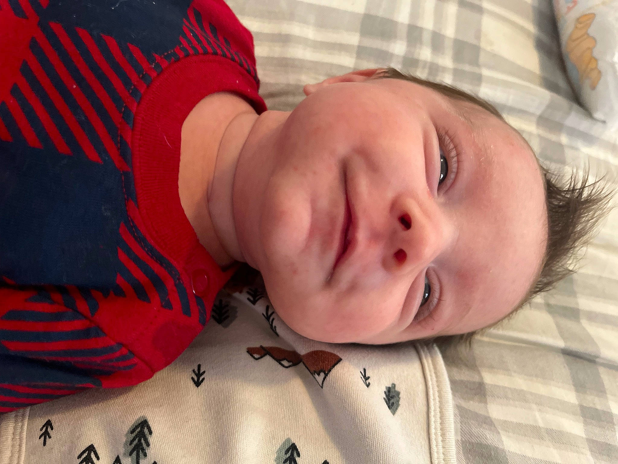 Alexander joined the competition — help win amazing prizes! baby, baby_toddler_clothing, cheek, child, chin, comfort, eyelash, happy, head, headgear, linens, lip, mouth, neck, nose, pattern, person, skin, sleeve, textile