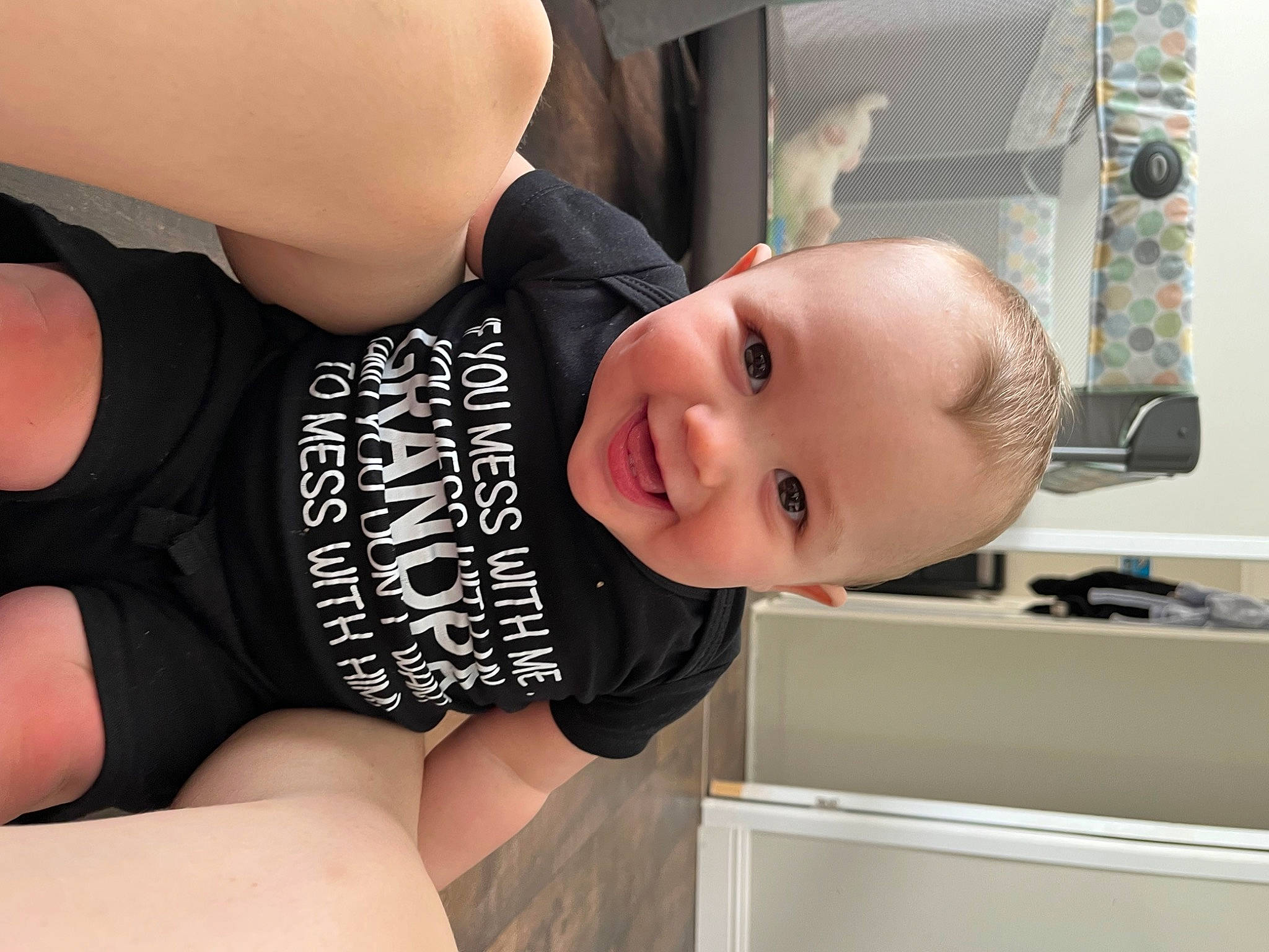 Langston joined the competition — help win amazing prizes! baby, baby_toddler_clothing, cheek, chest, elbow, finger, happy, human_leg, joint, joy, knee, leg, muscle, person, skin, sleeve, smile, t_shirt, thigh, thumb
