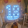 animal, balloons, celebration, cozy, curtain, decorations, dog, fan, floor, fluffy, indoor, light, number_balloons, party, pet, pomeranian, rug, small_dog, stool, wooden_floor