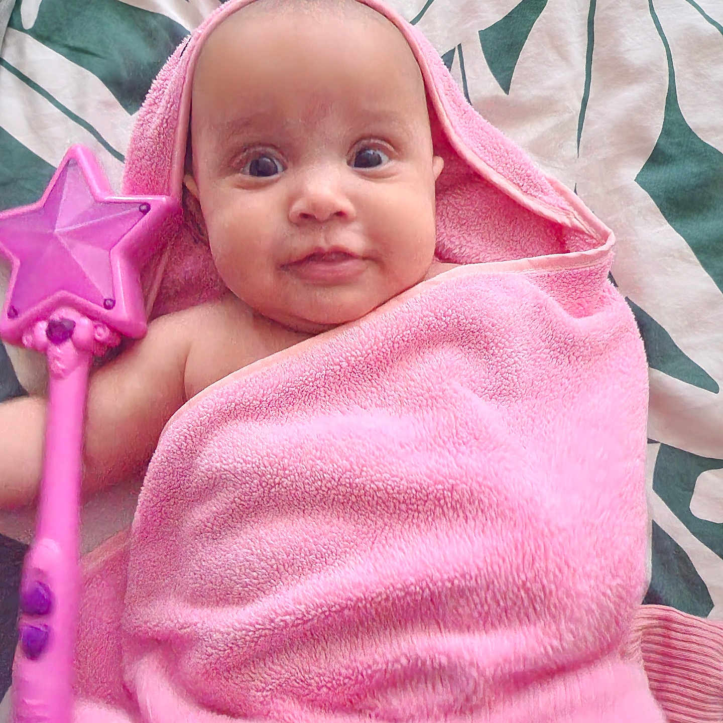 Jasmine joined the competition — help win amazing prizes! applique, baby, bathtowel, blanket, bonnet, clothing, face, fleece, happy, hat, head, hood, newborn, pattern, person, photography, portrait, purple, quilt, towel