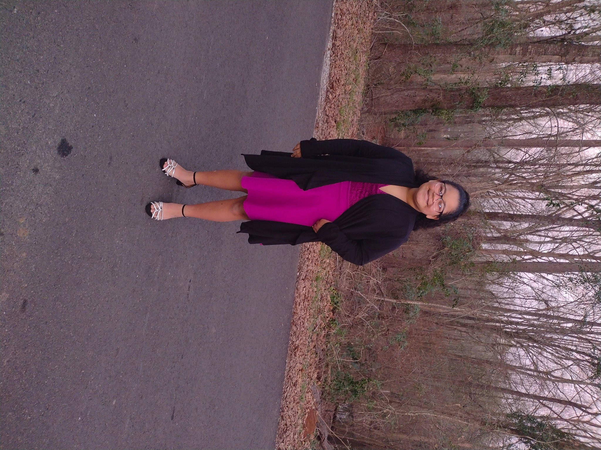 Leah is registered to the contest to win money with this photo: boot, fun, human_leg, joy, knee, landscape, leisure, magenta, people_in_nature, person, plant, recreation, shadow, sky, smile, thigh, tints_and_shades, tree, waist, wood