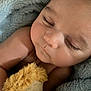 baby, sleeping, blanket, soft, stuffed_toy, closeup, face, peaceful, child, infant, cuddly, skin, eyelashes, rest, comfort, adorable, portrait, cute, warm, nap