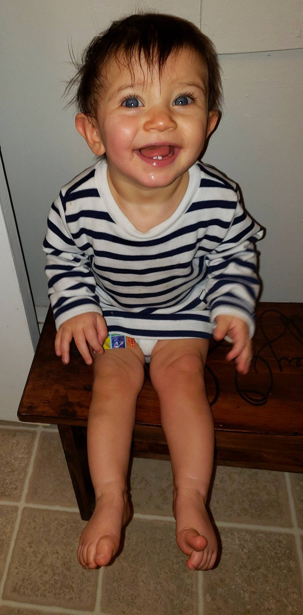 Emily-rose joined the competition — help win amazing prizes! cheek, child, facial_expression, human_leg, joy, knee, leg, person, potty_training, shorts, sitting, smile, standing, thigh, toddler