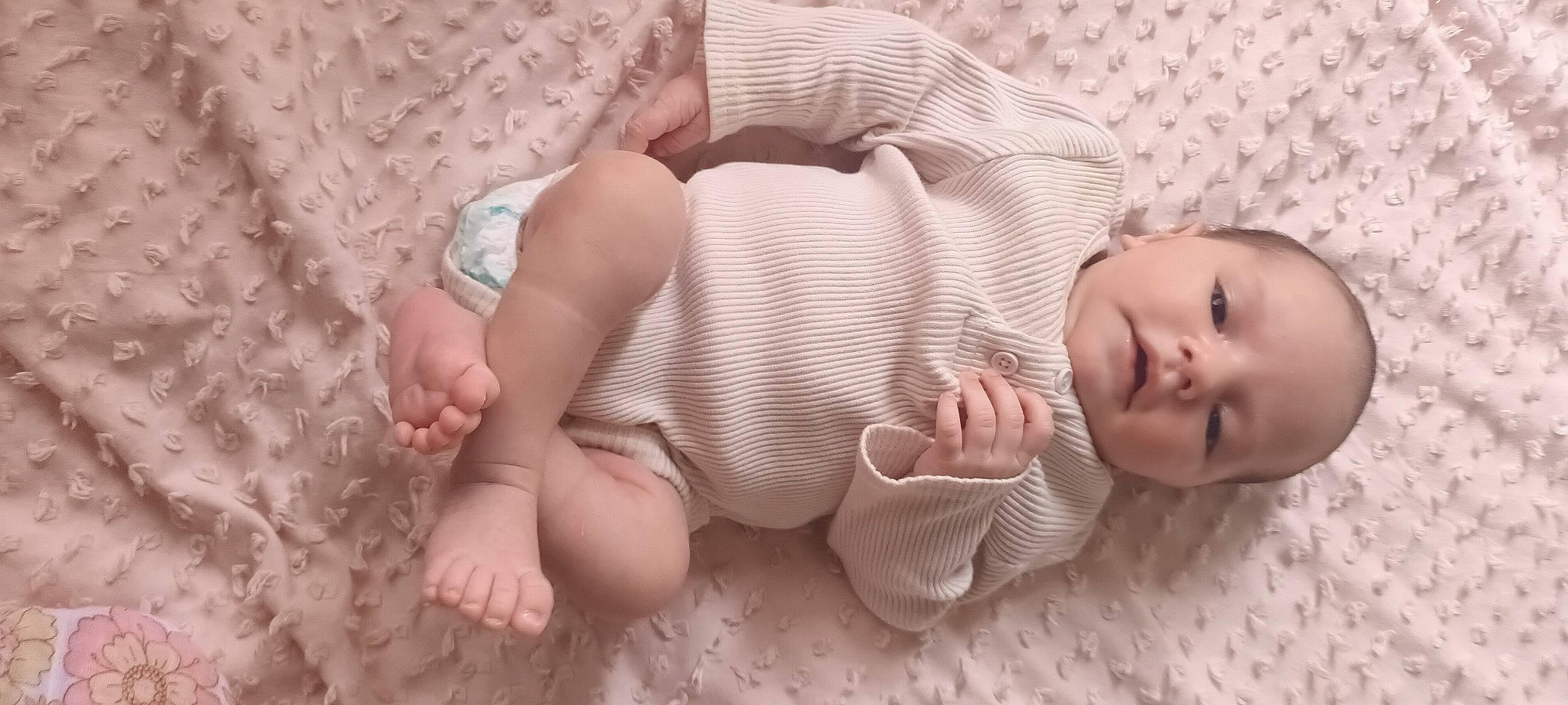 Nilah joined the competition — help win amazing prizes! baby, baby_sleeping, baby_toddler_clothing, barefoot, bedding, bedtime, child, comfort, flooring, foot, gesture, human_body, human_leg, leg, linens, pattern, person, sitting, skin, toddler