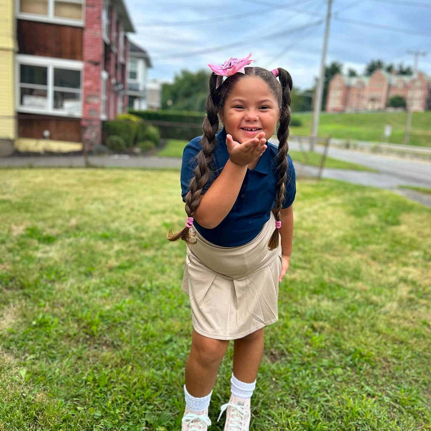 Syeannah is registered to the contest to win money with this photo: blackhair, braid, child, clothing, curlyhair, female, girl, hair, nature, outdoors, person, sleeve, standing, student, yard