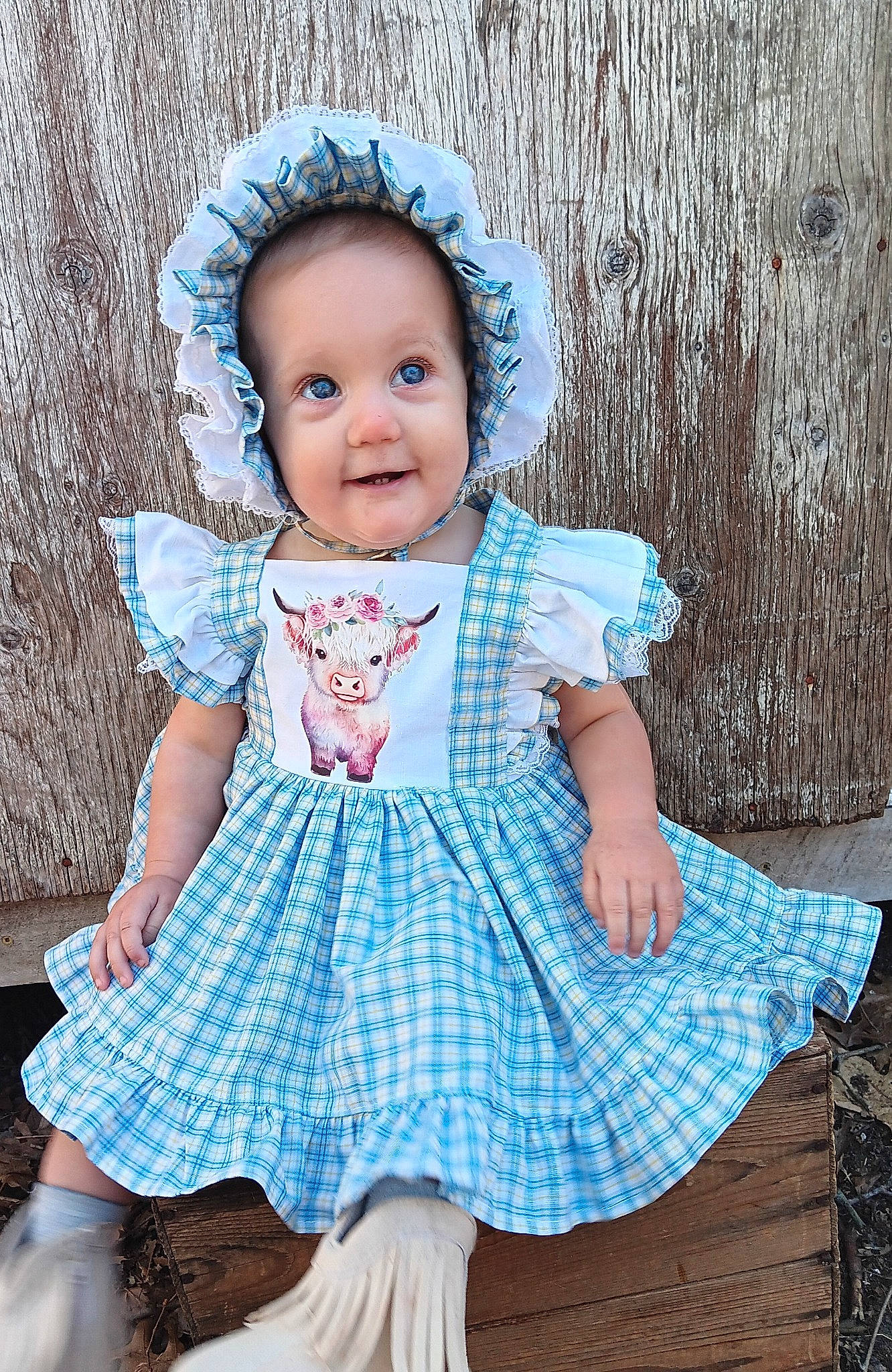 Prairie joined the competition — help win amazing prizes! aqua, azure, baby, baby_toddler_clothing, blue, cheek, child, clothing, day_dress, electric_blue, embellishment, flash_photography, iris, joy, pattern, person, pink, sleeve, smile, textile