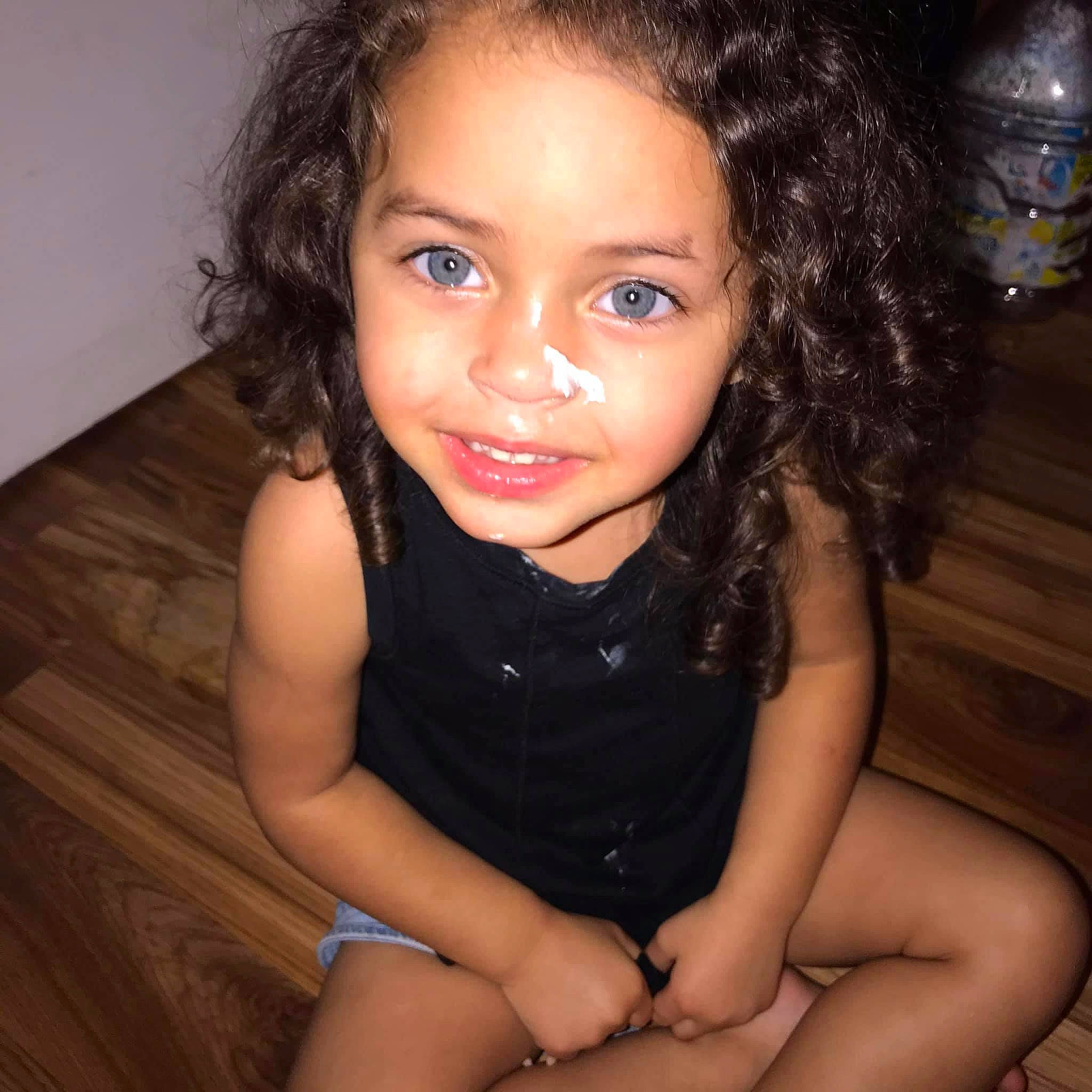 Deanna joined the competition — help win amazing prizes! beauty, black_hair, cheek, child_model, eyebrow, foot, hairstyle, iris, jheri_curl, joy, lap, lip, mouth, nose, organ, person, ringlet, sitting, skin, thigh