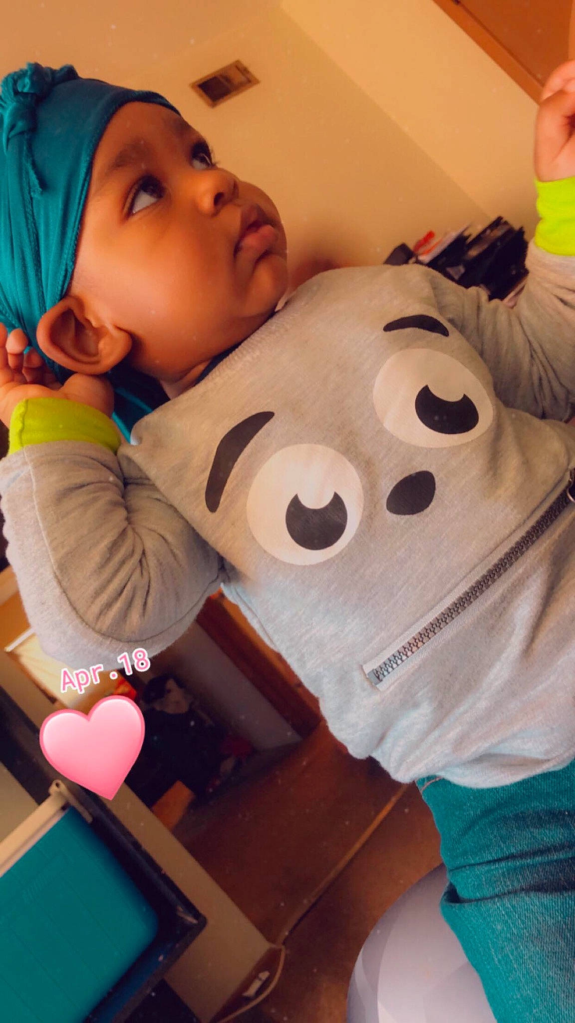 Kyzer is registered to the contest to win money with this photo: baby, child, headwear, person, smile, toddler