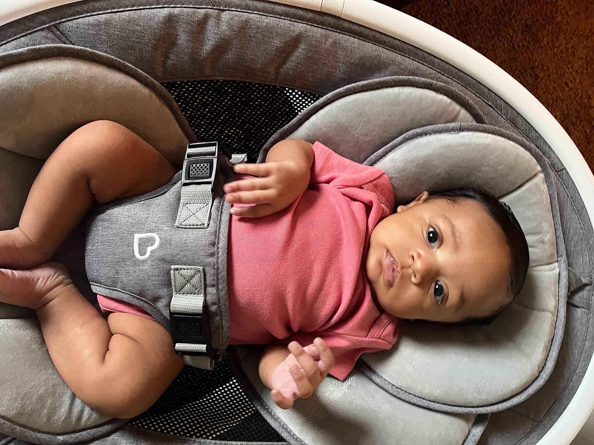 Aisley joined the competition — help win amazing prizes! baby, baby_carriage, baby_products, baby_sleeping, baby_toddler_clothing, car_seat, cheek, child, comfort, finger, gesture, mammal, mouth, nail, person, product, skin, smile, thumb, toddler