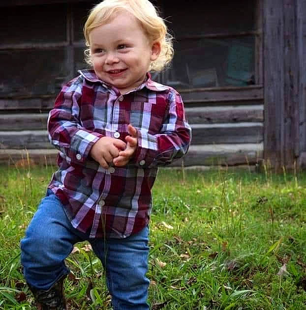 Karsyn joined the competition — help win amazing prizes! child, child_model, design, grass, happy, jacket, joy, male, outerwear, pattern, person, plaid, plant, play, sleeve, smile, tartan, textile, toddler