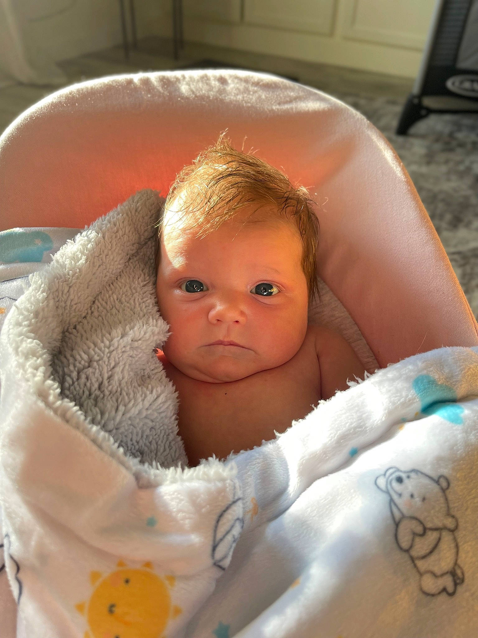 Gracie joined the competition — help win amazing prizes! abdomen, baby, baby_products, baby_safety, baby_sleeping, bathing, bedding, cheek, chest, child, comfort, eye, eyebrow, fun, human_body, linens, person, room, sitting, skin