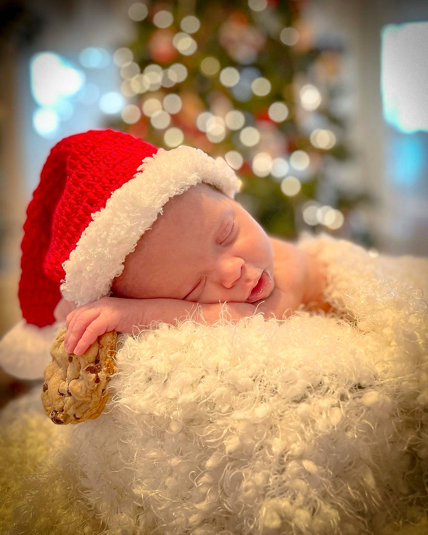 Kenzie joined the competition — help win amazing prizes! baby, cap, christmas, christmas_tree, comfort, event, eye, face, fur, grass, happy, hat, head, headgear, holiday, lip, person, santa_claus, smile, toddler