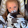 Noble joined the competition — help win amazing prizes! baby, pacifier, car_seat, blanket, giraffe_pattern, milk_bottle, infant, face, eyes, cozy, child, feeding, soft, wrapped, cute, newborn, indoors, closeup, sleepy, resting