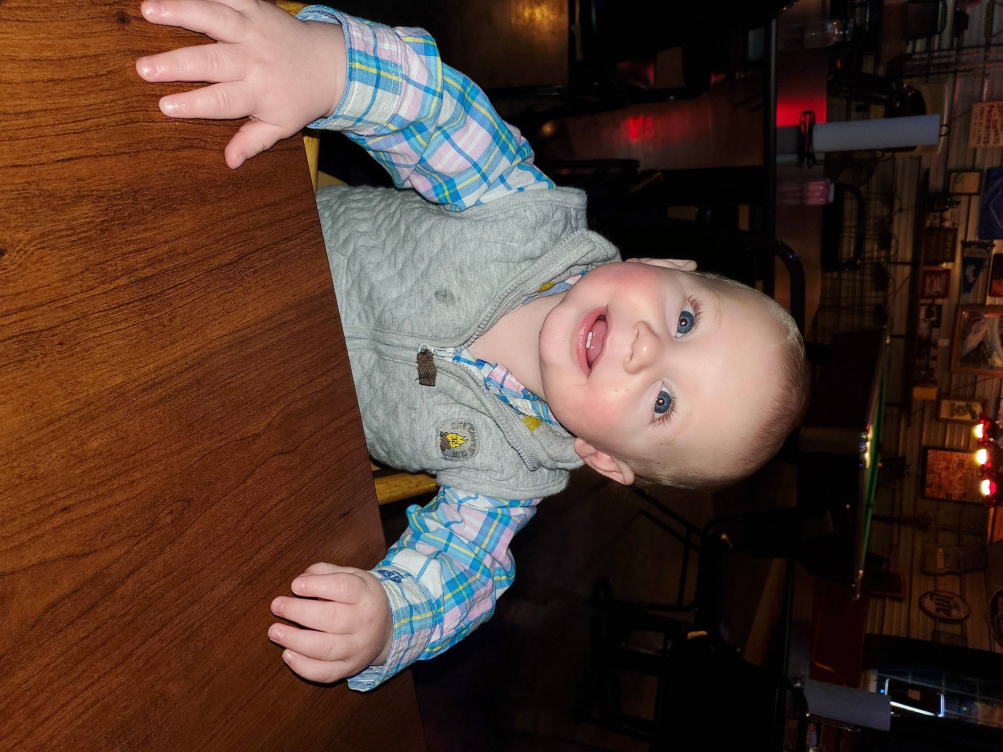 Keagan joined the competition — help win amazing prizes! baby, baby_toddler_clothing, cheek, child, cool, eye, finger, hardwood, iris, joy, mouth, nail, organ, person, shelf, shelving, skin, thumb, toddler, wood_flooring