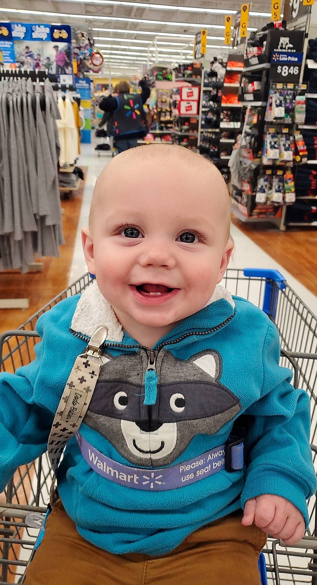 Keagan is registered to the contest to win money with this photo: baby, baby_products, baby_toddler_clothing, boutique, cheek, clothes_hanger, convenience_store, customer, grocery_store, joy, market, marketplace, outlet_store, person, retail, service, shelf, shopping, sleeve, supermarket