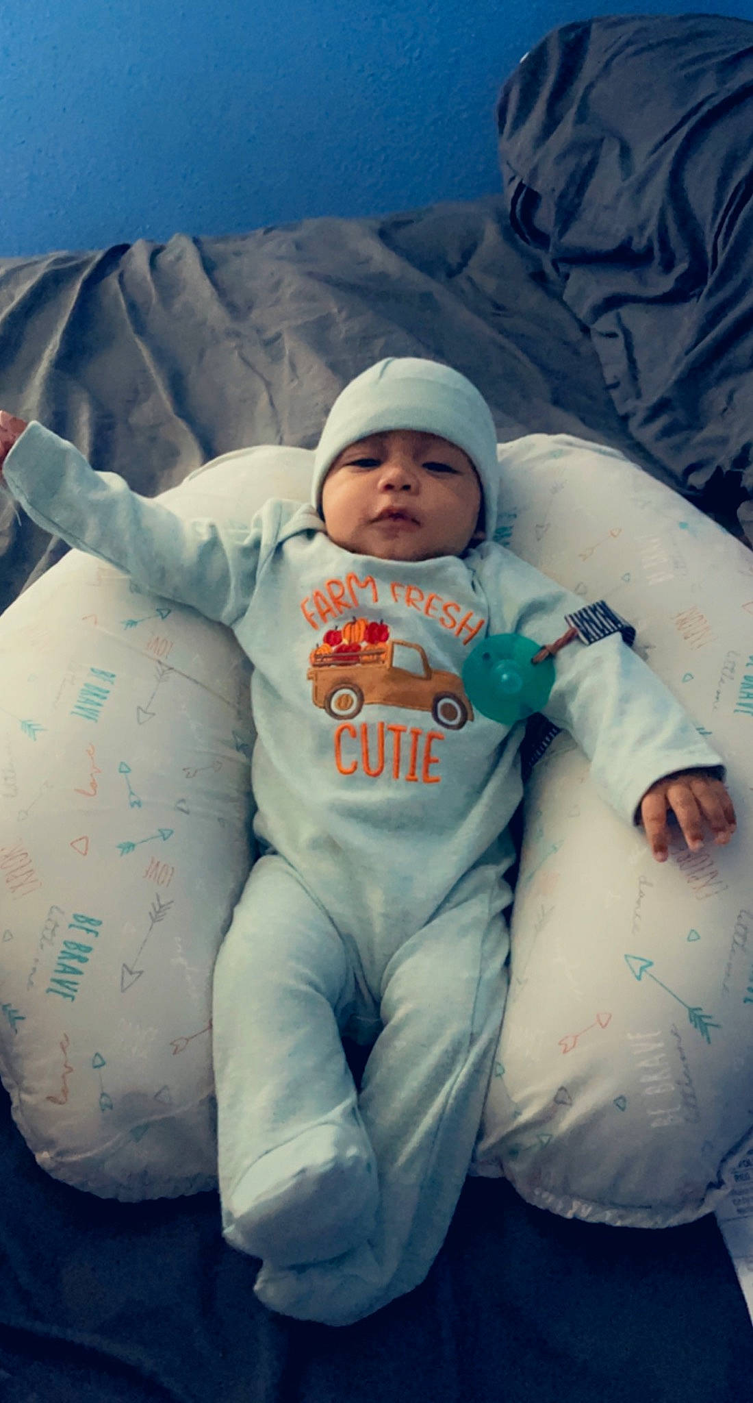 Keith is registered to the contest to win money with this photo: baby, baby_sleeping, baby_toddler_clothing, child, comfort, freezing, fun, happy, headwear, linens, person, recreation, sitting, sleeve, toddler, tree, winter