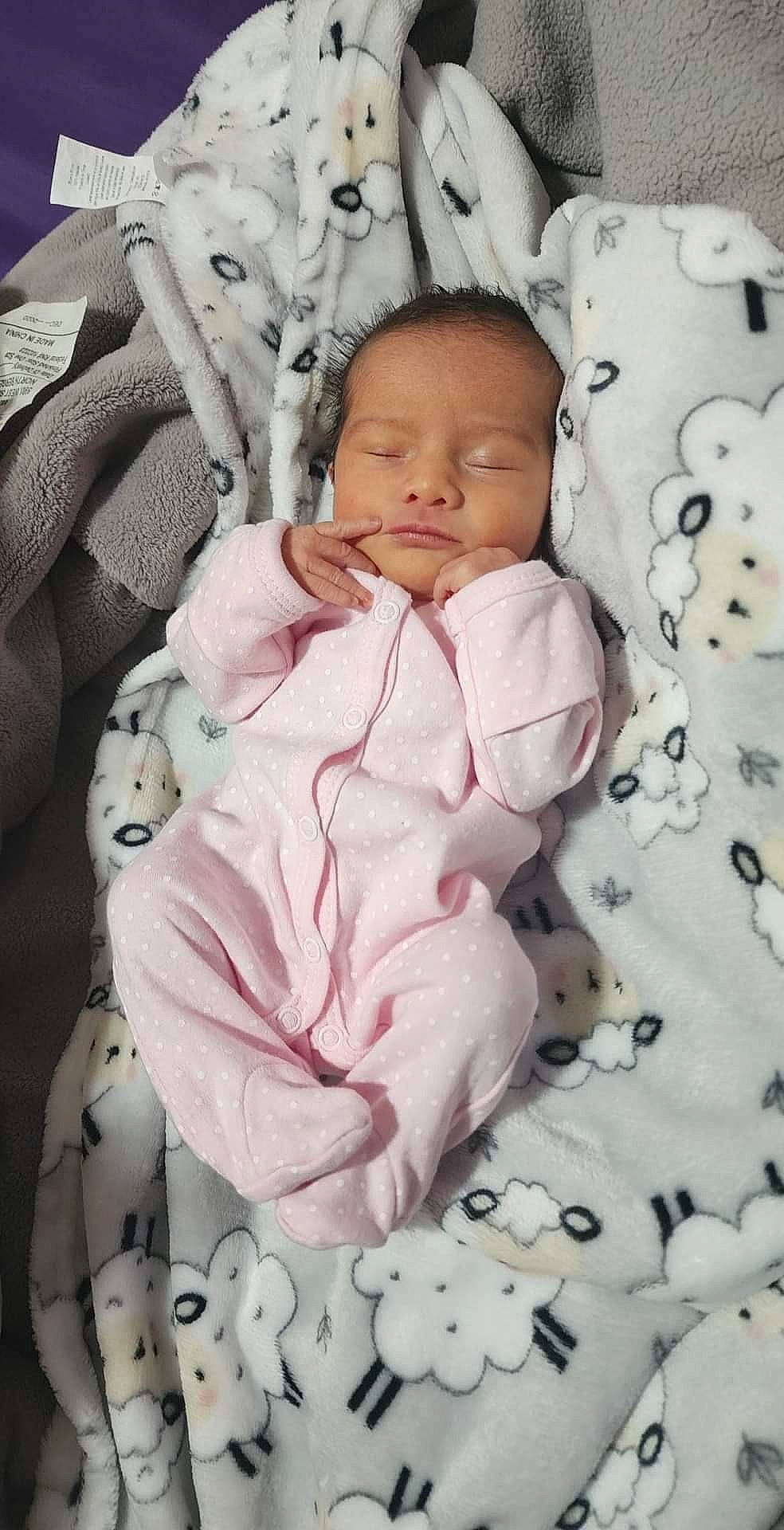 Montana joined the competition — help win amazing prizes! baby, baby_products, baby_safety, baby_sleeping, baby_toddler_clothing, bedding, cheek, child, comfort, fur, happy, linens, pattern, person, pink, sitting, sleeve, smile, textile, toddler