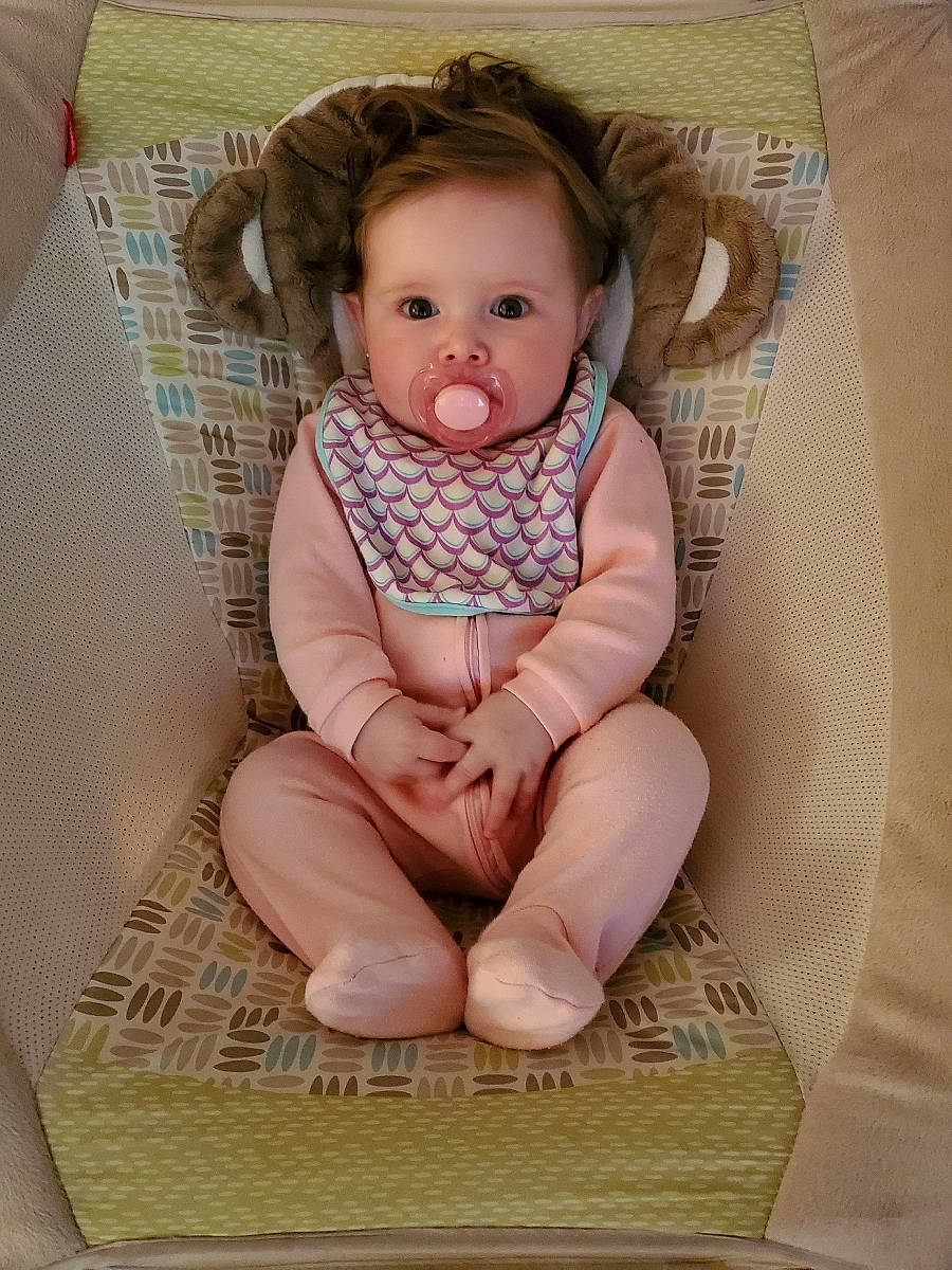 Kylie is registered to the contest to win money with this photo: baby, cheek, child, person, sitting, skin, toddler