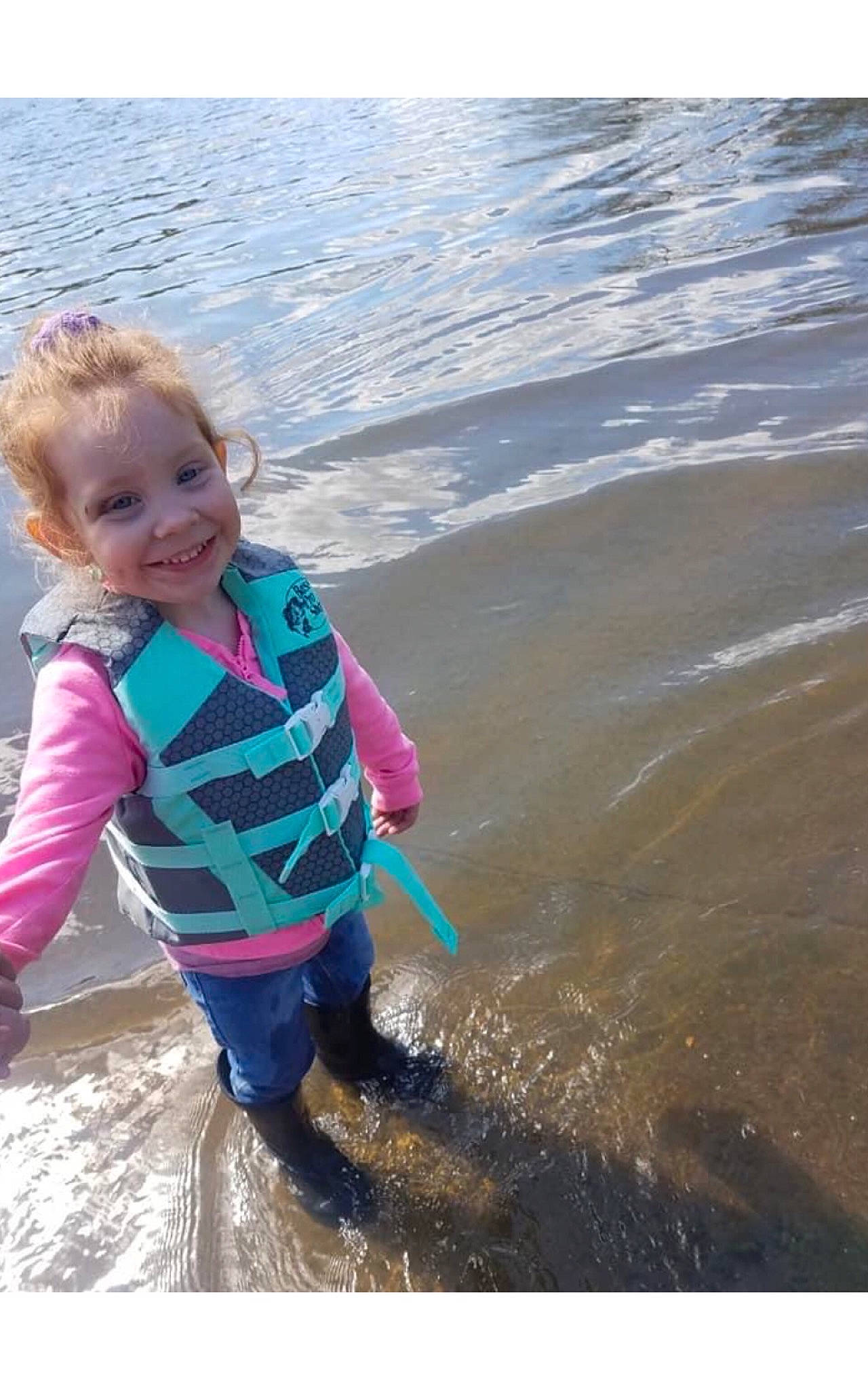 Kinsley joined the competition — help win amazing prizes! baby, baby_toddler_clothing, beach, boot, child, fish, fun, happy, joy, people_in_nature, people_on_beach, person, pink, play, tide, toddler, vacation, wave, wind_wave