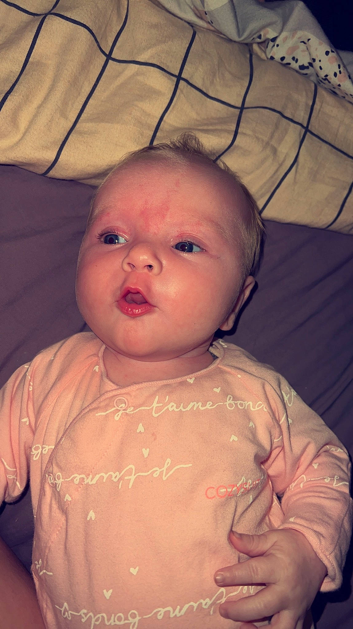 Arabella is registered to the contest to win money with this photo: baby, cheek, chin, ear, eye, eyebrow, eyelash, forehead, head, human_body, iris, jaw, lip, mouth, neck, nose, organ, person, pink, skin