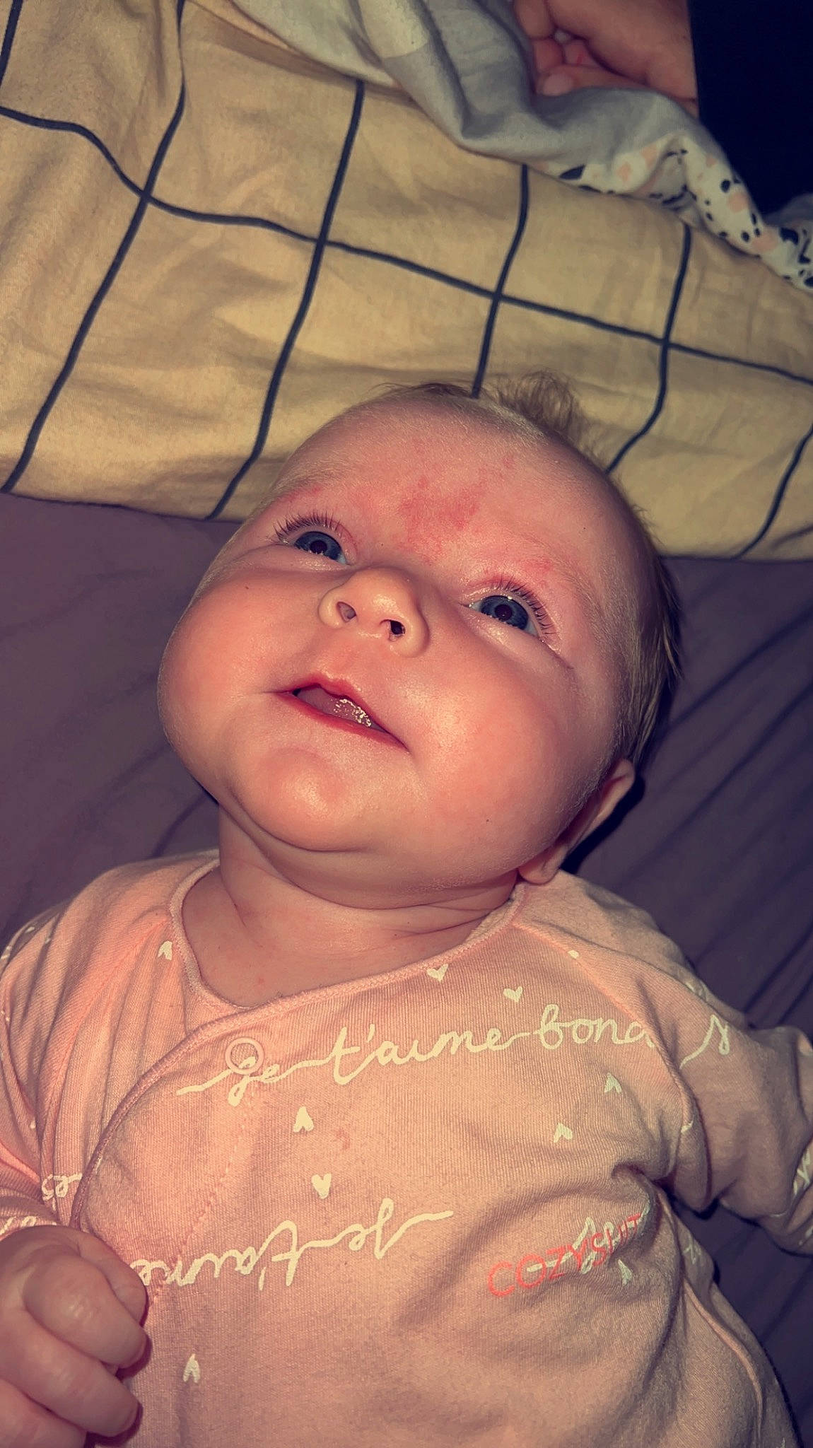 Arabella joined the competition — help win amazing prizes! baby, baby_toddler_clothing, brown, cheek, chin, ear, eyebrow, eyelash, facial_expression, forehead, happy, head, human, iris, lip, mouth, neck, nose, person, skin