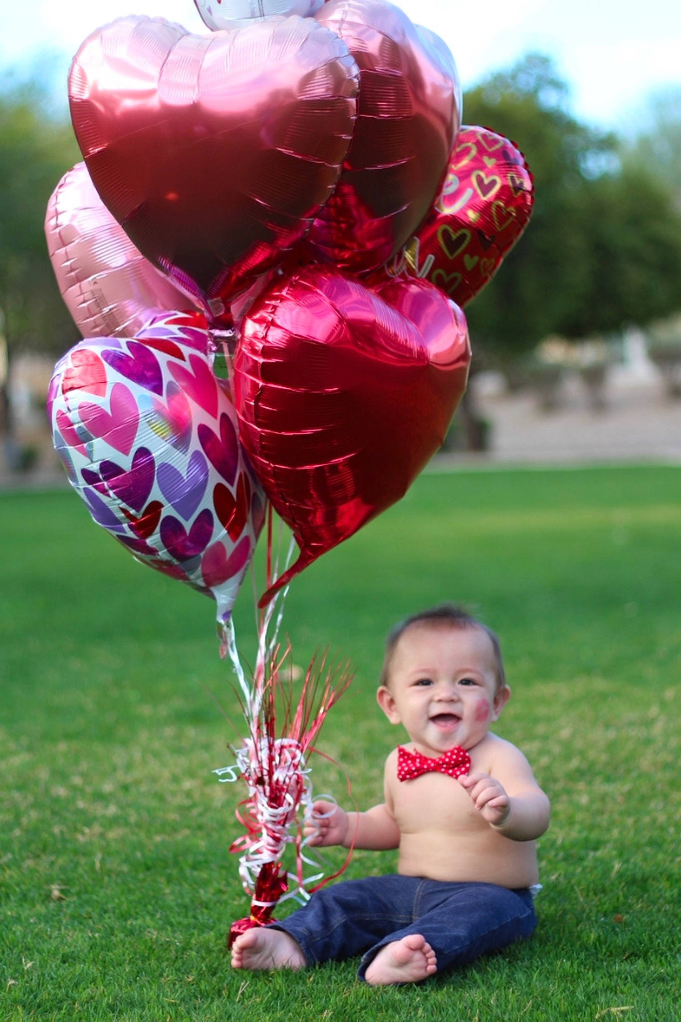 Colt joined the competition — help win amazing prizes! art, baby, baby_toddler_clothing, balloon, grass, happy, leaf, leisure, party_supply, people_in_nature, person, petal, photograph, pink, plant, red, sky, smile, toddler, tree