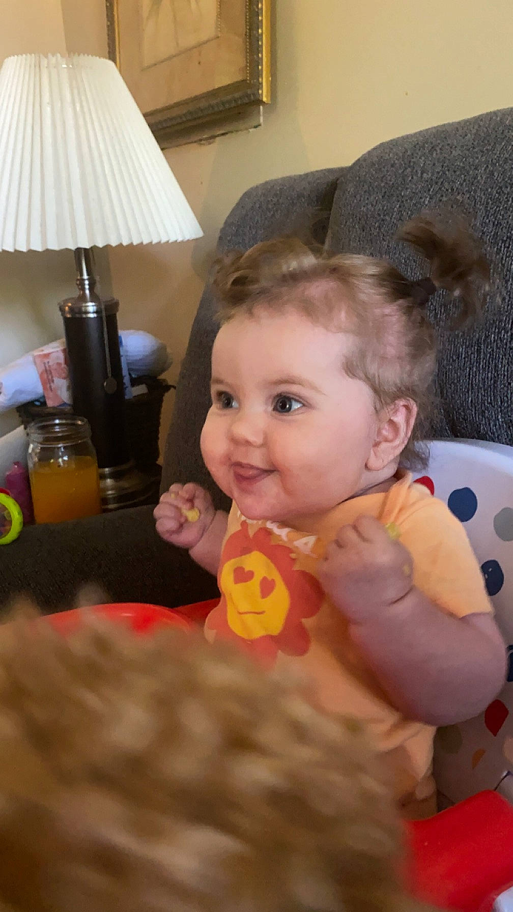 Aloura joined the competition — help win amazing prizes! baby, cabinetry, cheek, child, face, flooring, fun, happy, head, iris, joy, lamp, lampshade, person, play, room, sitting, smile, tableware, toddler