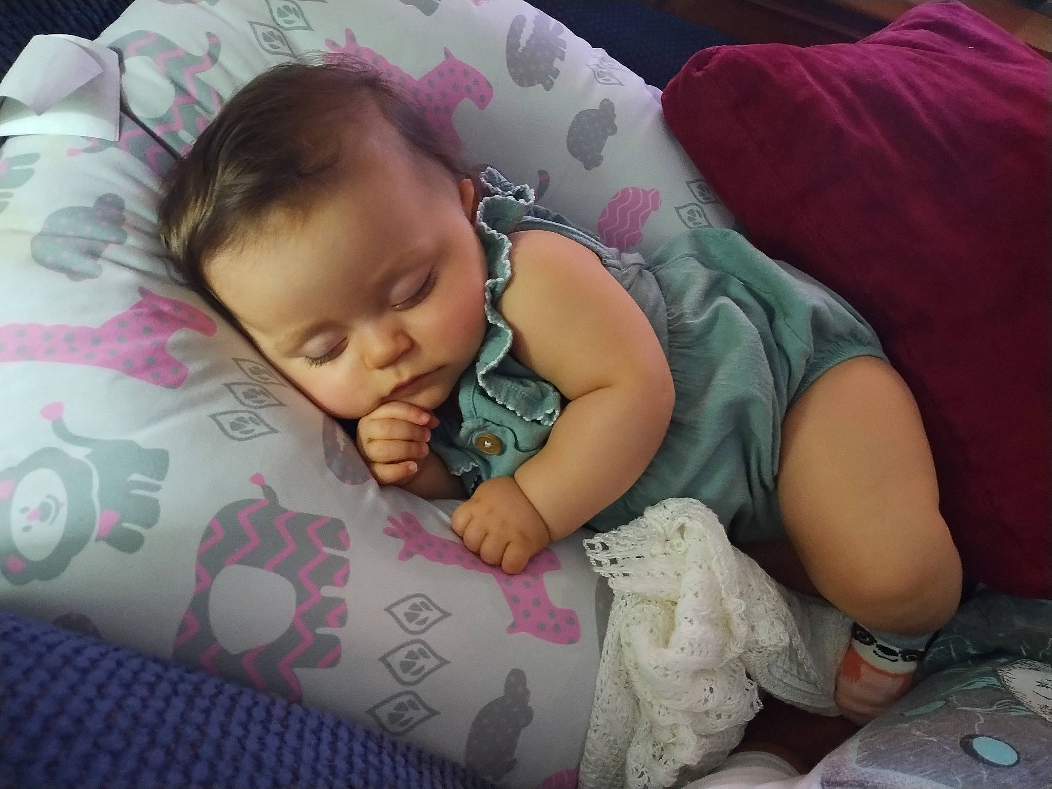 Madyson joined the competition — help win amazing prizes! baby, baby_products, baby_sleeping, baby_toddler_clothing, bedding, bedtime, cheek, child, comfort, grass, happy, linens, magenta, nap, pattern, person, pink, sitting, skin, textile