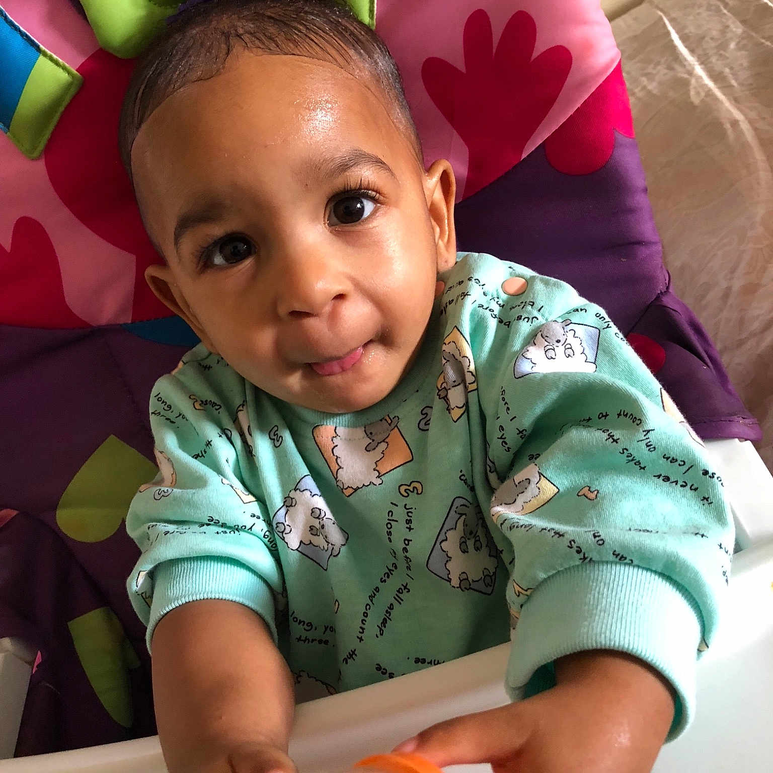 Kamariah joined the competition — help win amazing prizes! baby_products, cheek, child, ear, eye, face, fun, girl, green, head, infant, iris, person, pink, play, product, skin, smile, toddler, toy