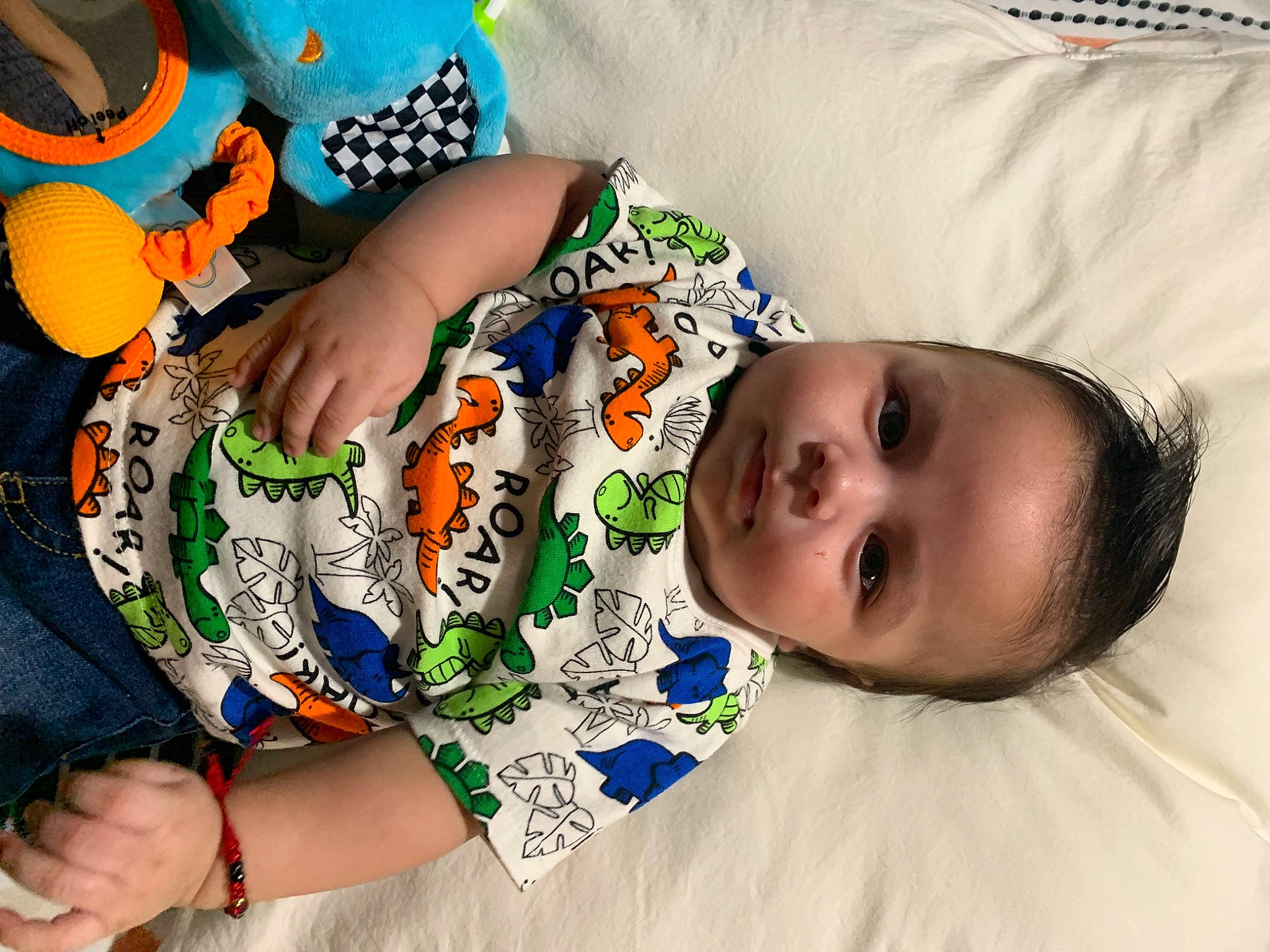 Julian joined the competition — help win amazing prizes! baby, baby_toddler_clothing, cheek, child, comfort, eyelash, fun, hairstyle, happy, linens, mouth, neck, nose, pattern, person, room, sleeve, smile, t_shirt, textile
