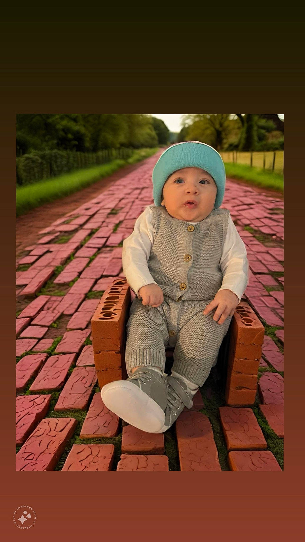 Jemiliano joined the competition — help win amazing prizes! baby, baby_toddler_clothing, cap, child, flash_photography, grass, happy, headwear, leisure, magenta, pattern, people_in_nature, person, plant, product, sitting, sleeve, stock_photography, tints_and_shades, toddler