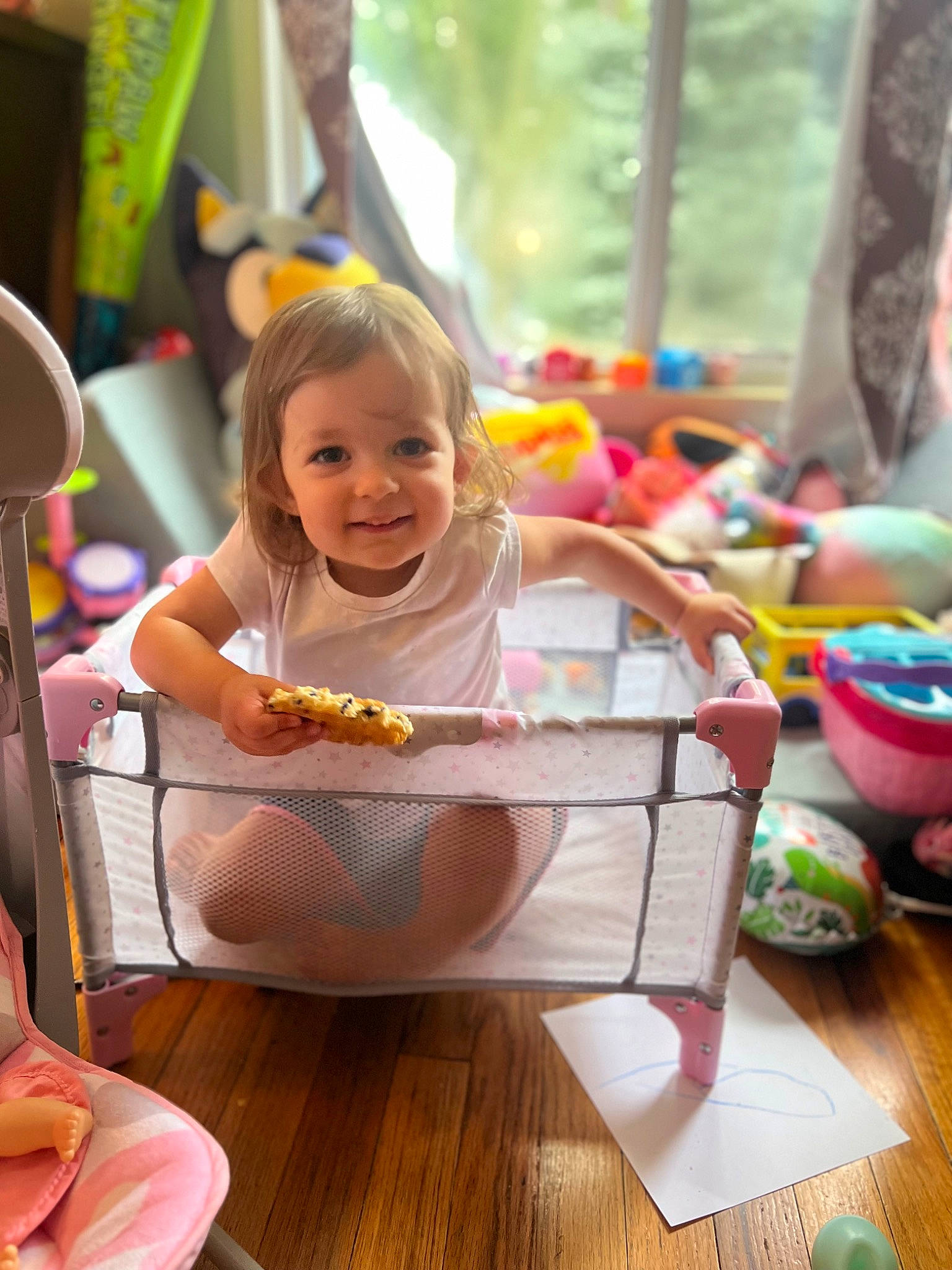 Emmy joined the competition — help win amazing prizes! baby, baby_toddler_clothing, chair, child, event, fun, grass, happy, hardwood, joy, leisure, person, recreation, room, sharing, sitting, smile, summer, table, toddler