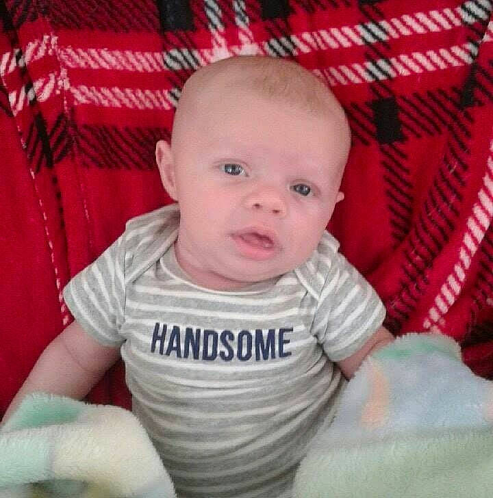 Jaxson joined the competition — help win amazing prizes! boy, cheek, child, chin, day, eye, face, facial_expression, forehead, head, human_hair_color, infant, mouth, nose, person, red, sitting, skin, smile, toddler