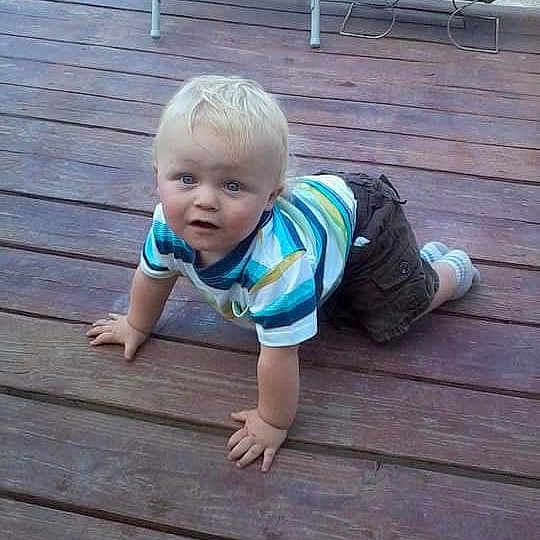 Allen joined the competition — help win amazing prizes! baby, child, cool, crawling, deck, floor, flooring, hand, leg, person, play, sitting, smile, toddler, vacation, wood