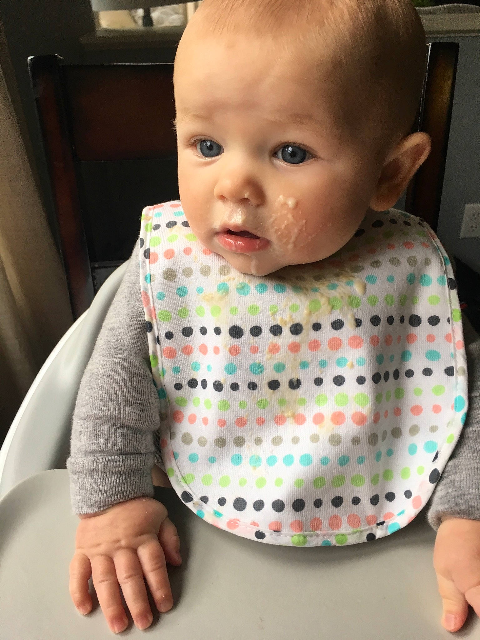 Harlyn is registered to the contest to win money with this photo: baby, baby_toddler_clothing, cheek, child, design, face, head, lip, pattern, person, sitting, skin, toddler