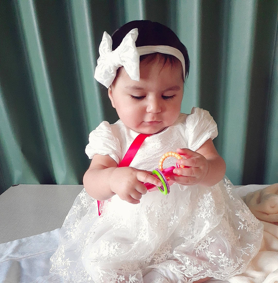 Lavina joined the competition — help win amazing prizes! baby, baby_toddler_clothing, child, clothing, costume, dress, ear, fashion_accessory, hair_accessory, happy, headband, headgear, headpiece, outerwear, person, pink, skin, smile, textile, toddler