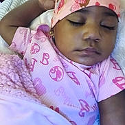 Za'Kaylei is registered to the contest to win money with this photo: baby, bed, blanket, cap, child, closeup, cozy, cute, earrings, face, hand, indoor, infant, onesie, peaceful, pink, portrait, resting, sleeping, soft