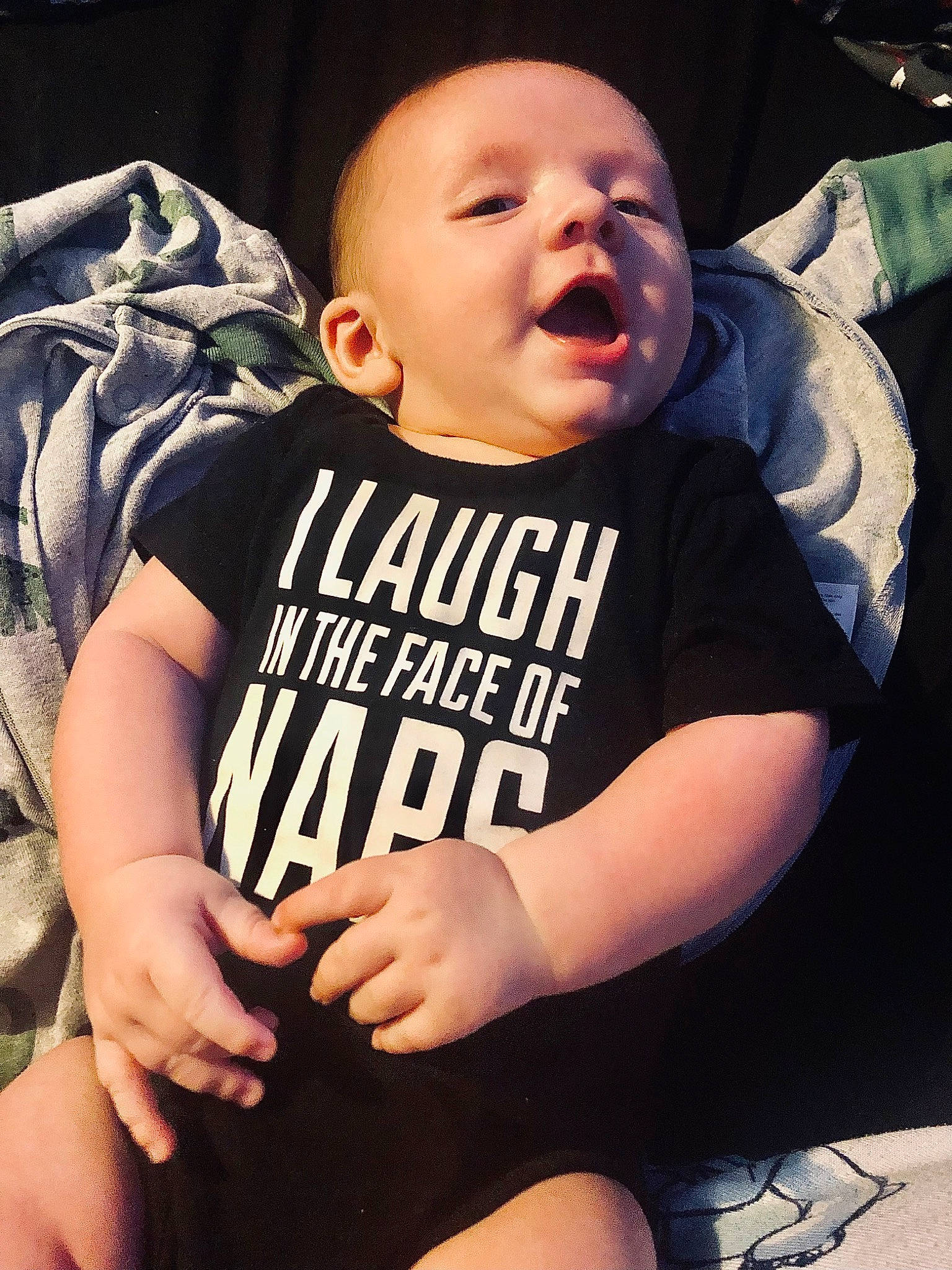 Beau joined the competition — help win amazing prizes! baby, baby_toddler_clothing, cheek, child, comfort, elbow, finger, flash_photography, fun, gesture, hand, happy, mouth, muscle, person, sitting, sleeve, t_shirt, thigh, thumb