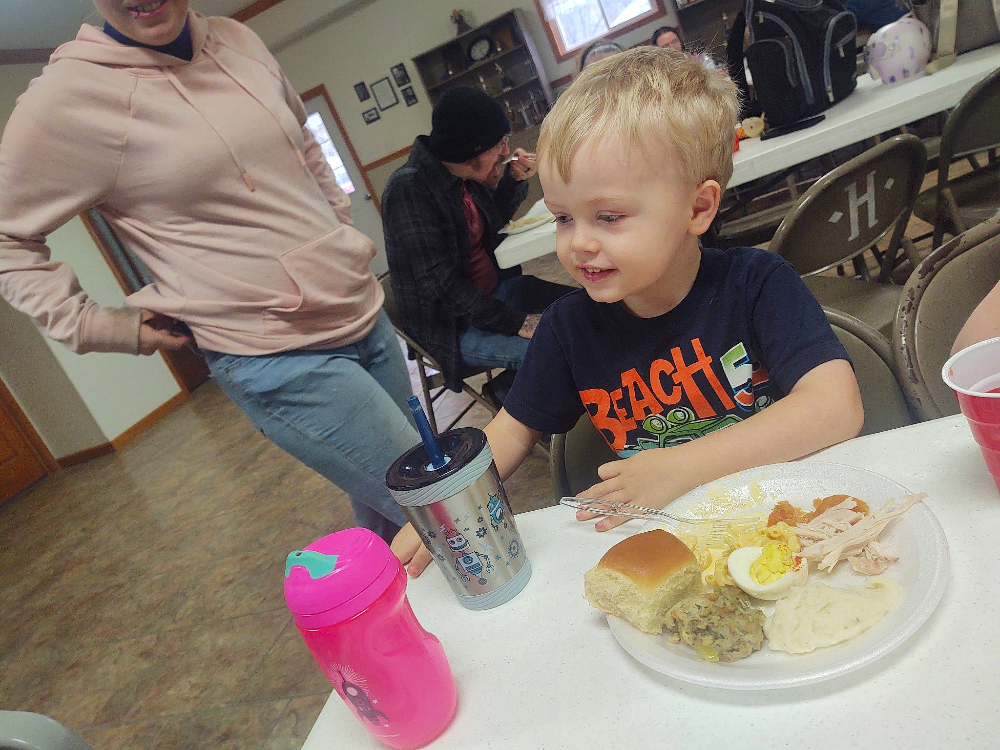 David joined the competition — help win amazing prizes! bottle, chair, child, comfort_food, cuisine, desk, dish, drink, drinkware, event, food, fun, junk_food, person, plastic_bottle, plate, sharing, t_shirt, table, tableware