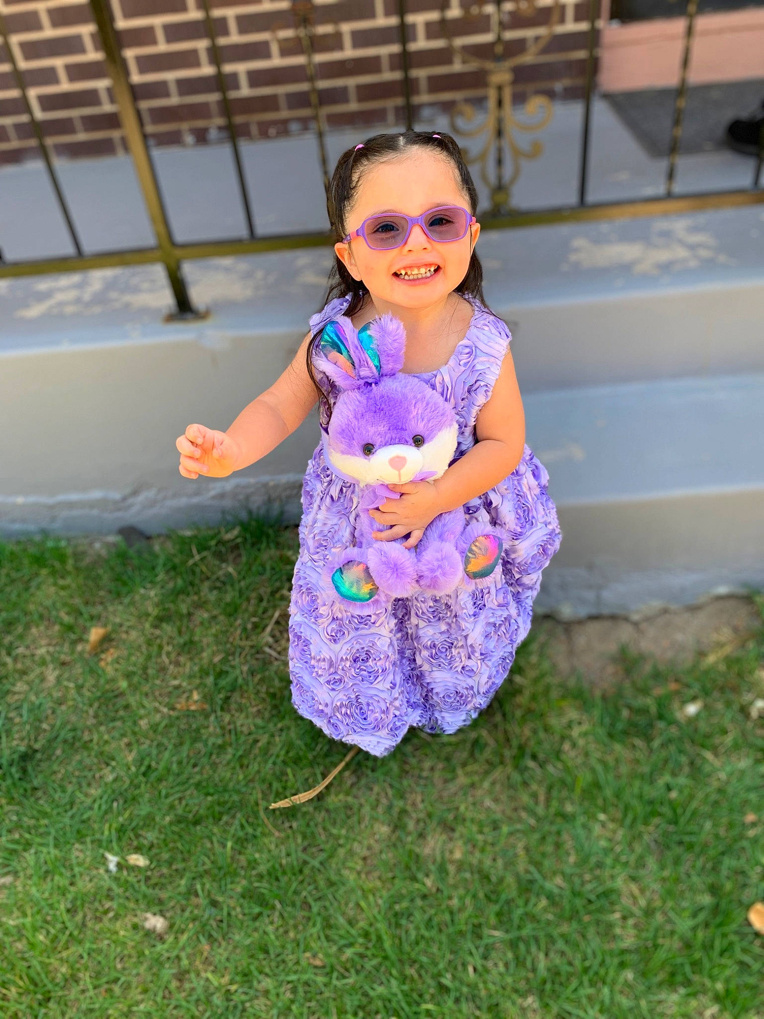 Isabel joined the competition — help win amazing prizes! baby_toddler_clothing, day_dress, dress, electric_blue, eyewear, fawn, fun, goggles, grass, hand, happy, head, joy, lawn, pattern, people_in_nature, person, plant, recreation, smile